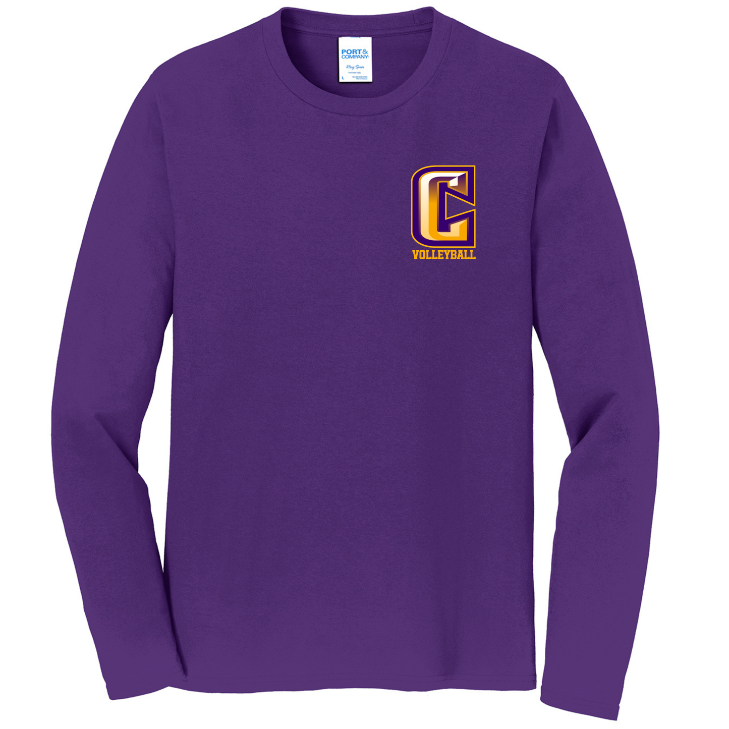 Volleyball Port & Co Fan Favorite Long Sleeve Tee Purple