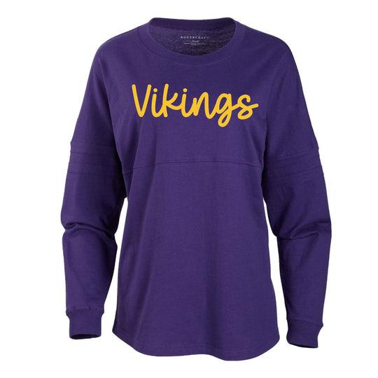 Women’s Pom Pom Long Sleeve Jersey T-Shirt – Viqueens or Vikings – Adult Only