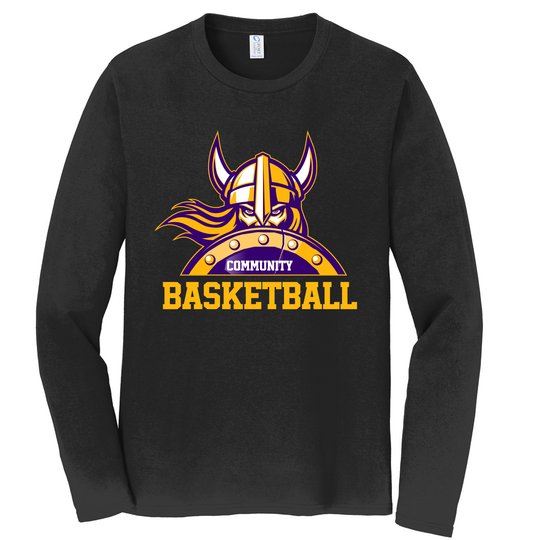 Basketball Port & Co Fan Favorite Long Sleeve Tee Black