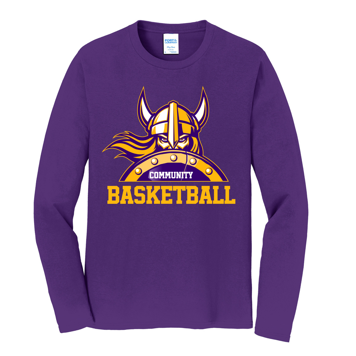 Basketball Port & Co Fan Favorite Long Sleeve Tee Purple