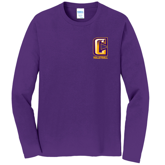 Volleyball Port & Co Fan Favorite Long Sleeve Tee Purple