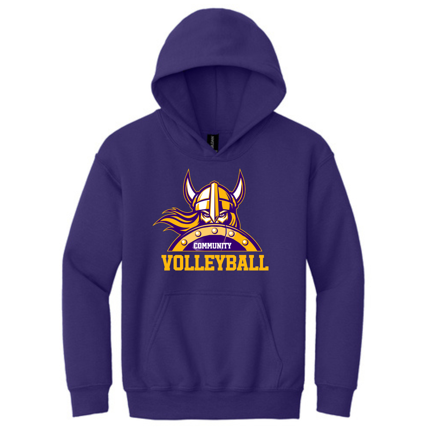 Gildan Heavy Blend Hooded Sweatshirt- Printed Volleyball Viking Head