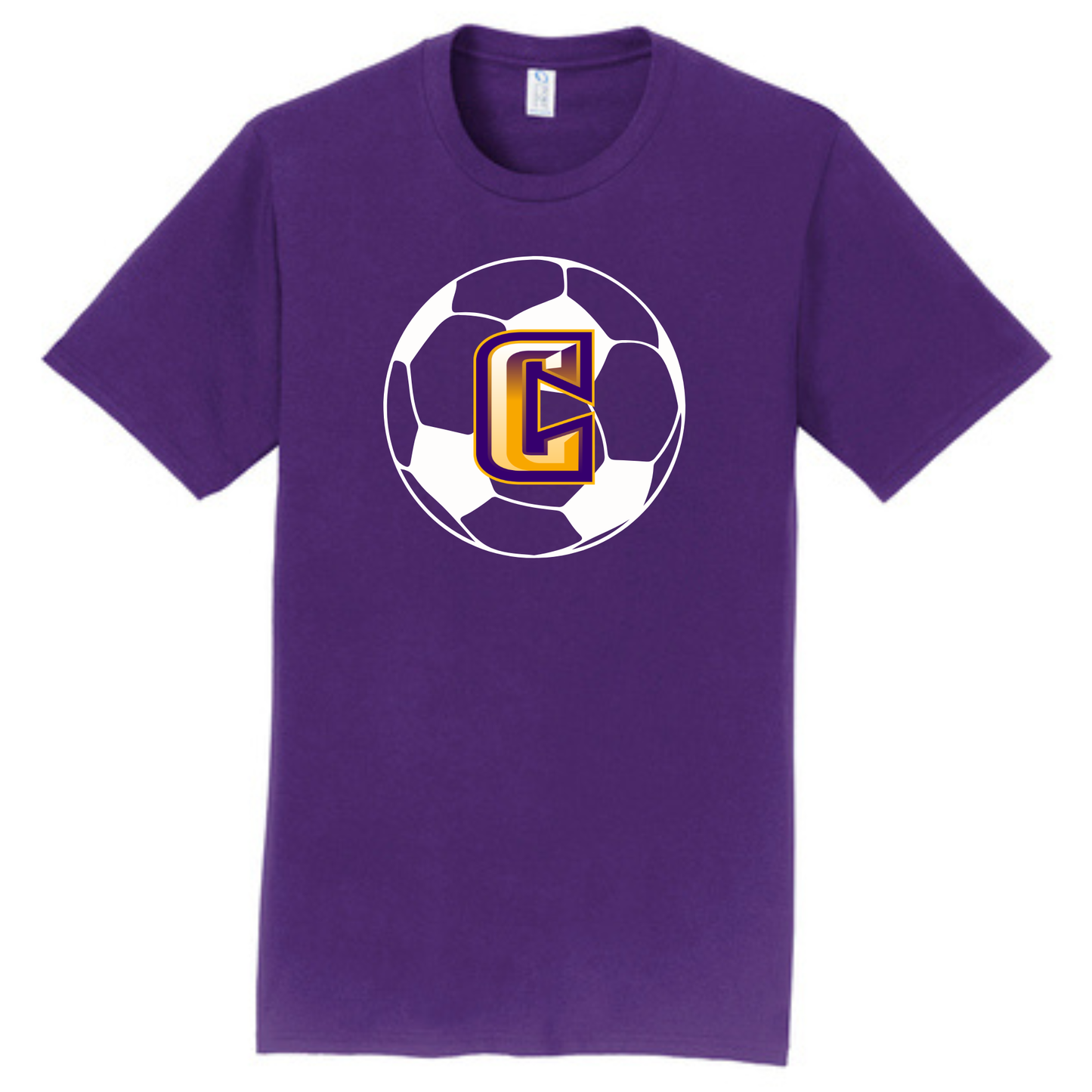 Soccer Icon Port & Co Fan Favorite Tee- Printed Purple