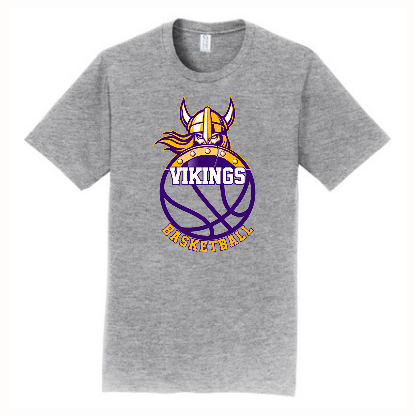 Vikings Basketball Icon Heather Grey Port & Co Fan Favorite Tee