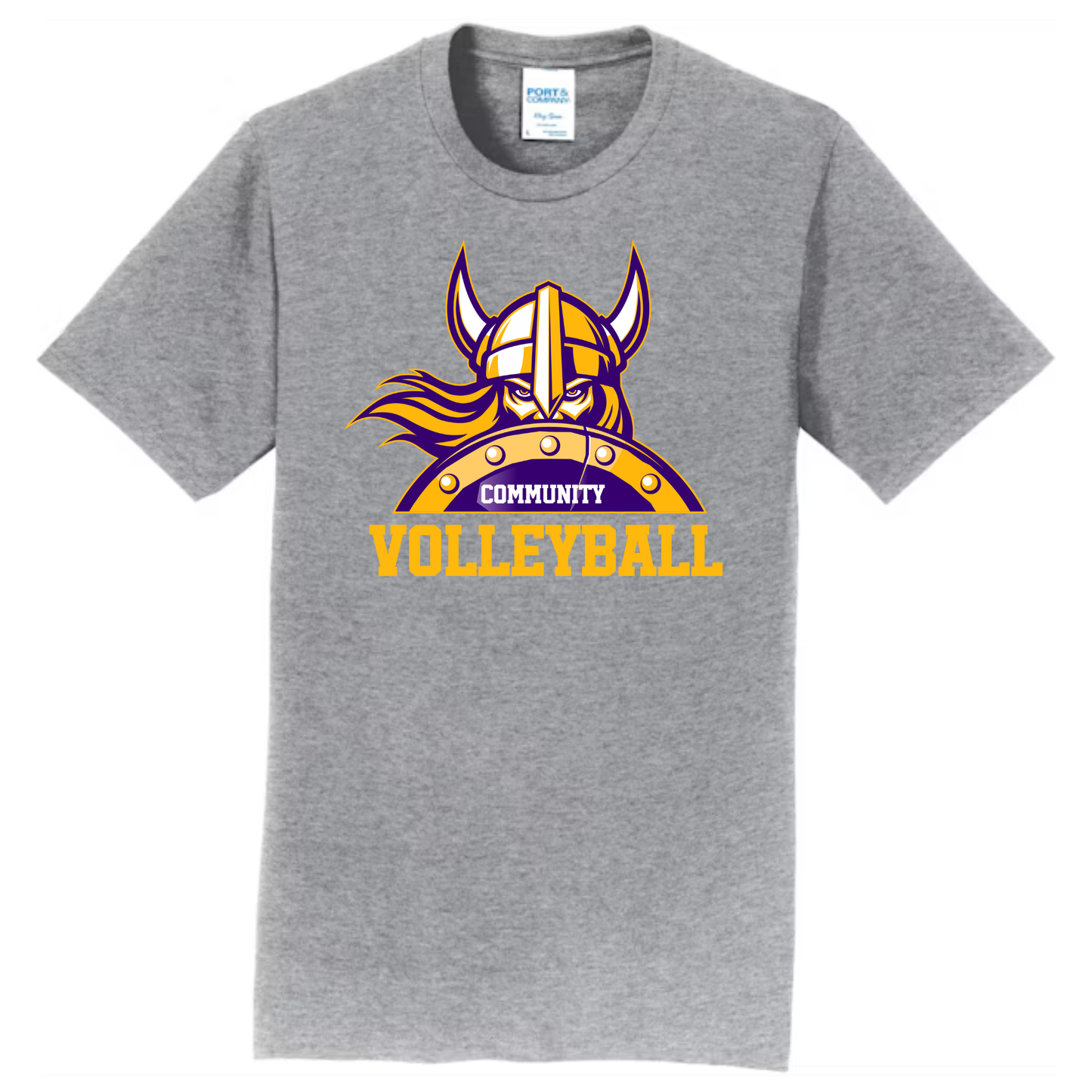 Volleyball Heather Grey Port & Co Fan Favorite Tee Viking Head