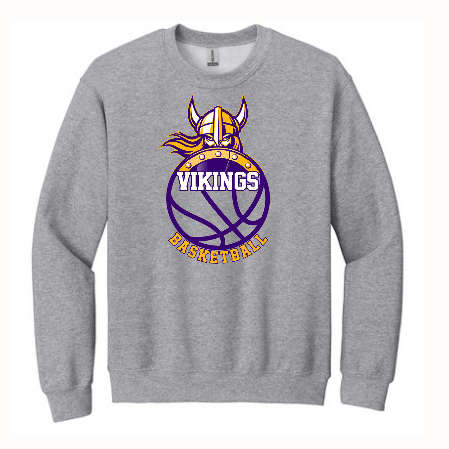 VIKINGS Basketball Icon Printed Crewneck Sweatshirt- Grey
