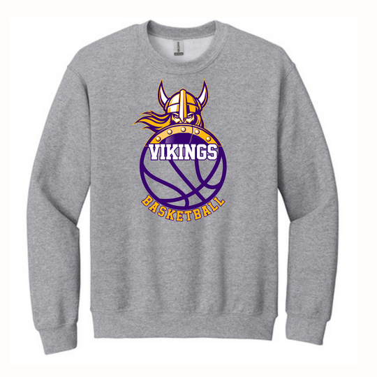 VIKINGS Basketball Icon Printed Crewneck Sweatshirt- Grey