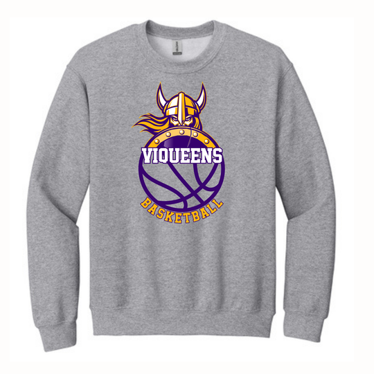 VIQUEENS Basketball Icon Printed Crewneck Sweatshirt- Grey